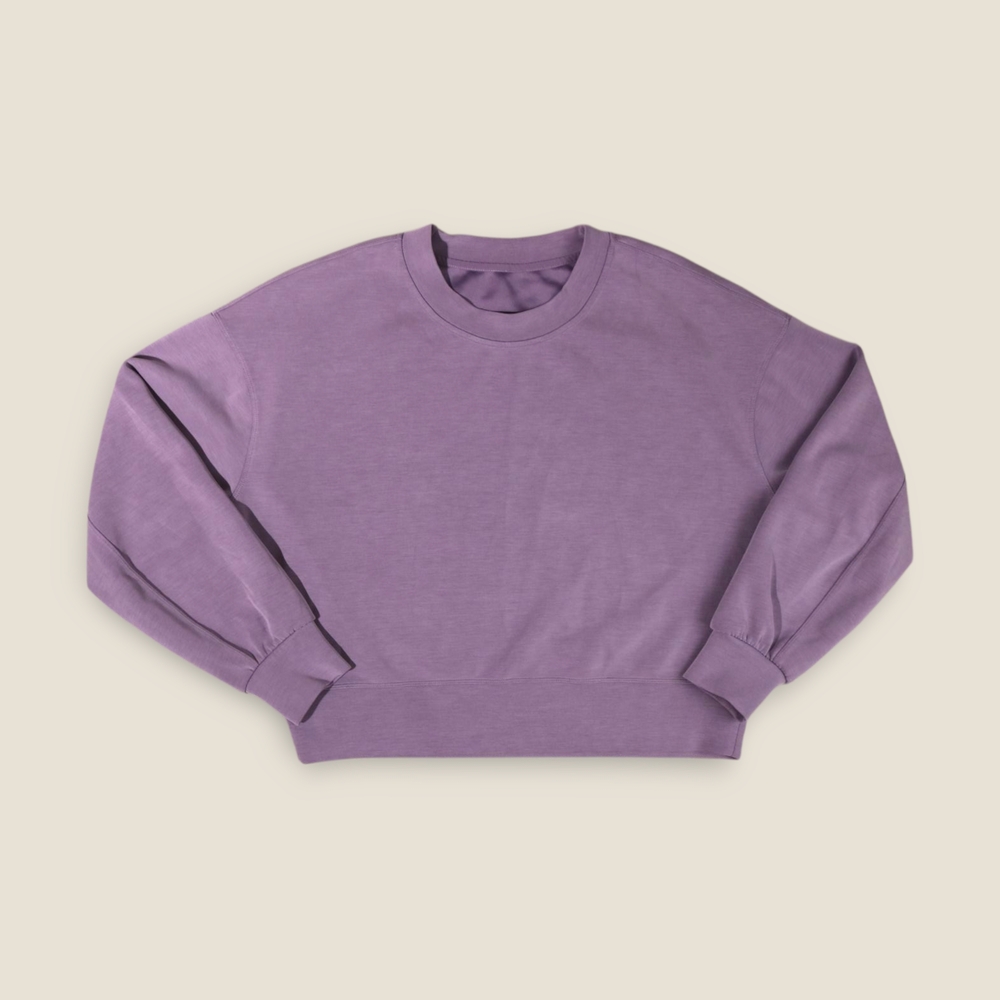 Lululemon Softstreme Perfectly Oversized Cropped Crew Womens Sz 4 Lavender Dust - Picture 3 of 10